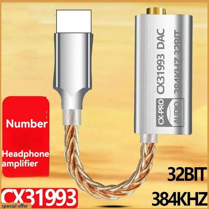 A68Z CX31993 Hifi DAC Headphone Amplifiers Audio Decoding AMP Adapter Sound Card Digital Decoder 32Bits/384Khz For Iphone IOS