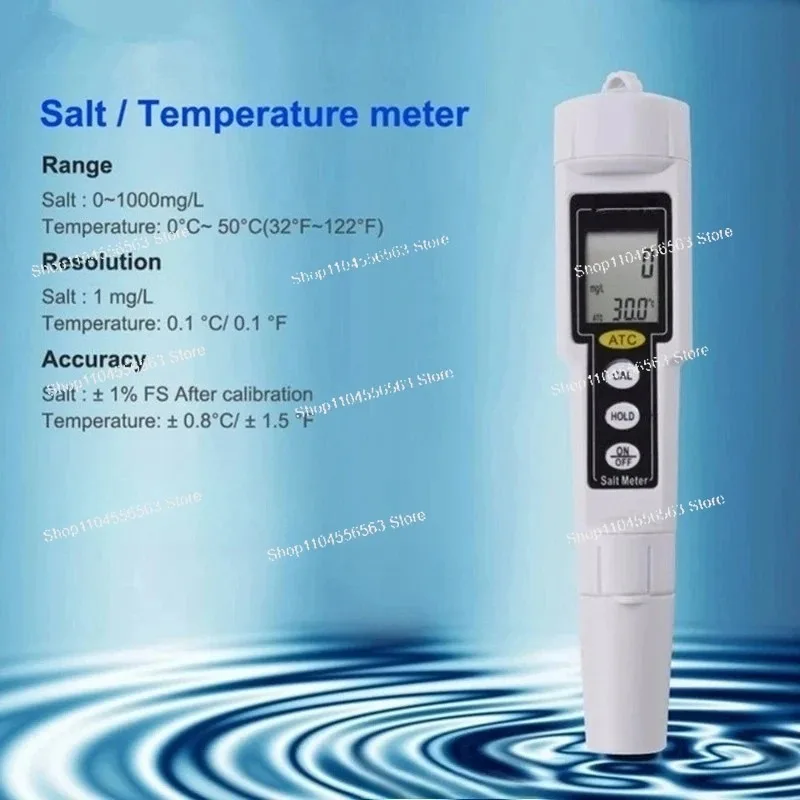 Pen-Type Salinity Tester CT-3080, Waterproof Meter (0-1000mg/L) for Dam & Aquaculture Monitoring
