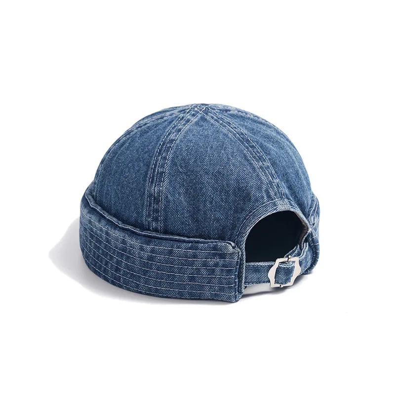 Washed Vintage Denim Dome Hat Decor Beanie Hats Solid Color Docker Cap Spring Women Men Hip Hop Landlord Hat Brimless Caps