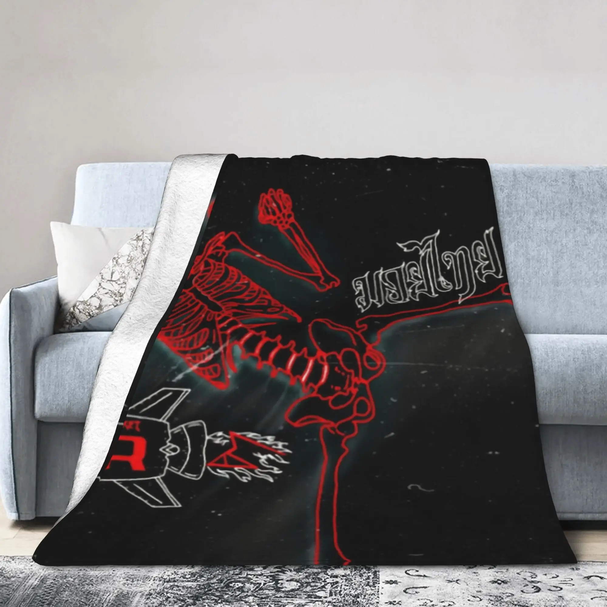 Custom Muay Thai Skeleton Blankets Warm Flannel Thailand Boxing Fighter Throw Blanket for Bed Travel Rug Piece