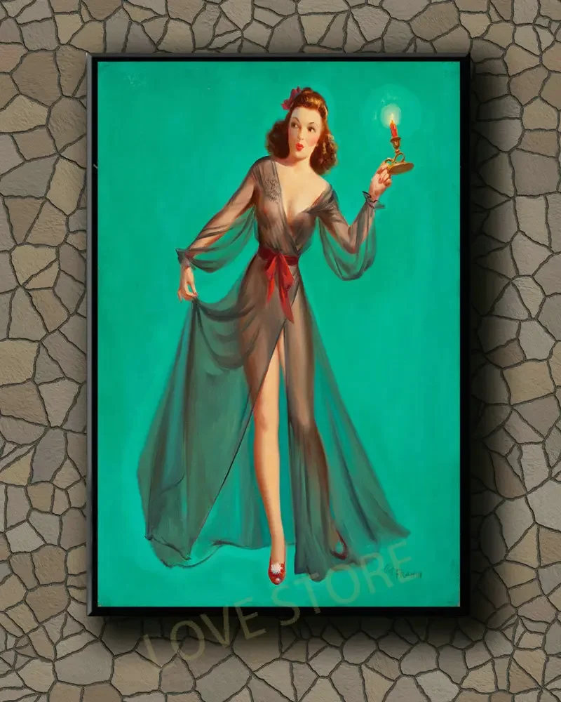 P170 Vintage Beautiful Pin-up Girl Classic Picture 294 Silk Fabric Poster Art Decor Indoor Painting Gift