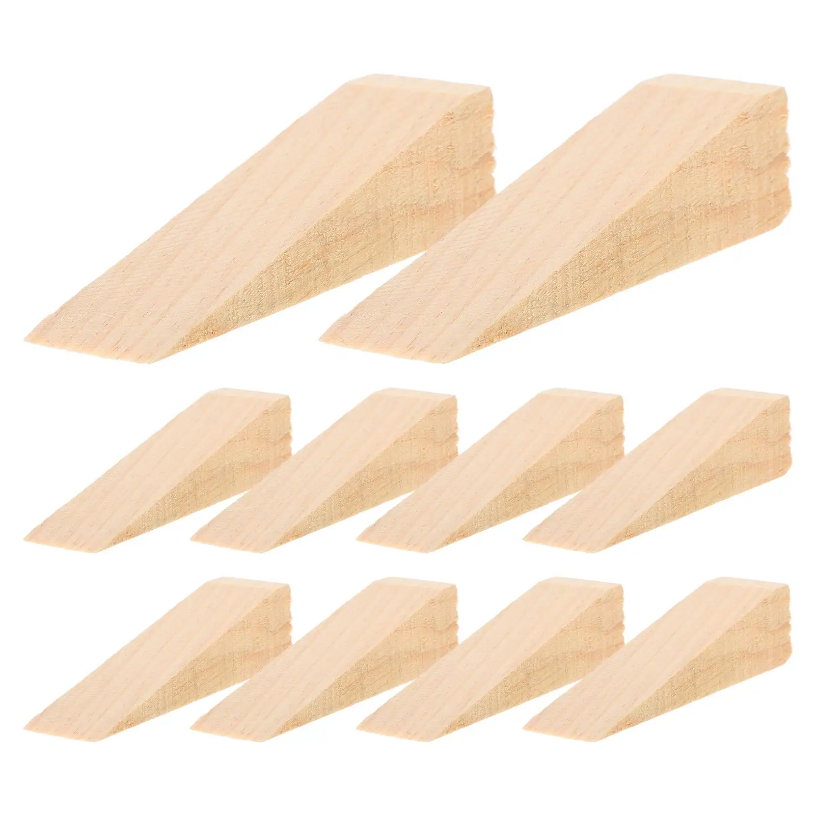 10 Pcs Wooden Wedge Door Stop Anti-collision Protector Chock Stopper Security Triangle