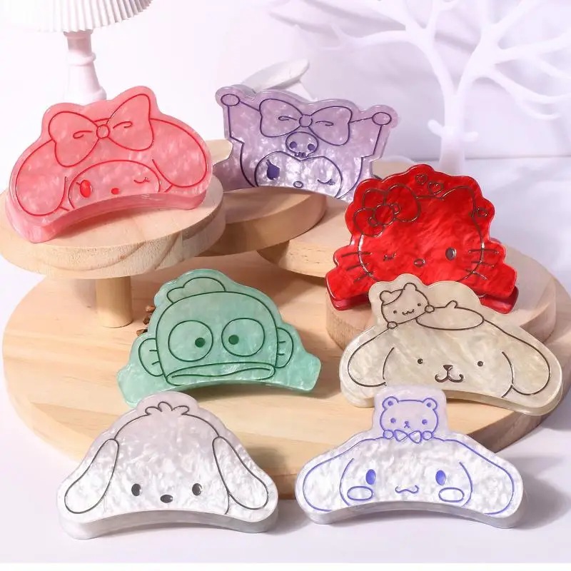 Sanrio Kuromi  Hello Kitty Cartoon Cute Grip Hair Clip Children's Hair Accessories Colorful Accessories A Holiday Gift for Girls