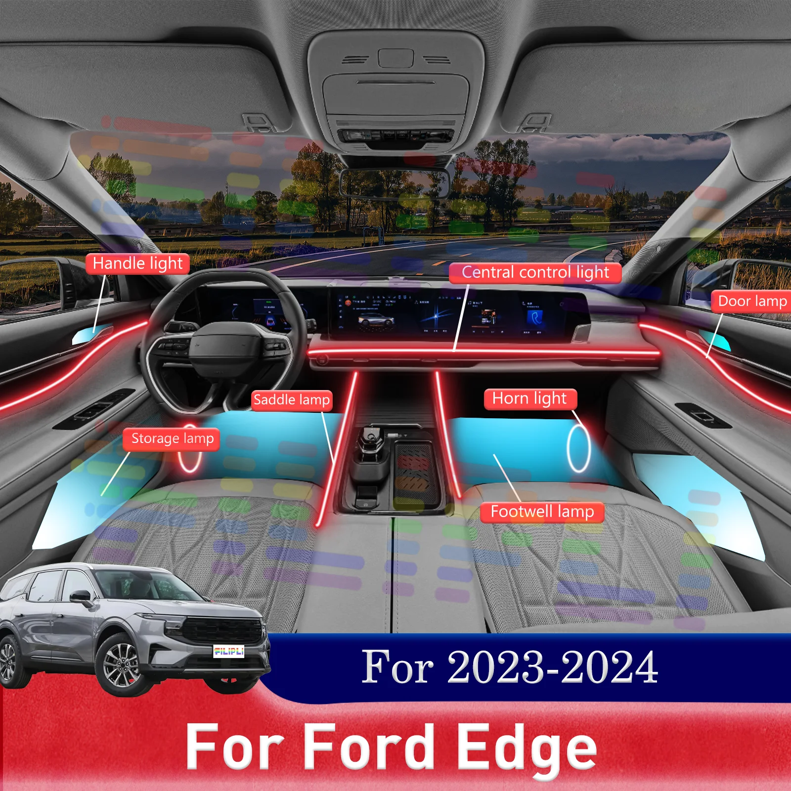 

Персонализация автомобиля Ford Edge Ultimate с нашей светодиодной лентой с скрытыми режимами визуализатора музыки