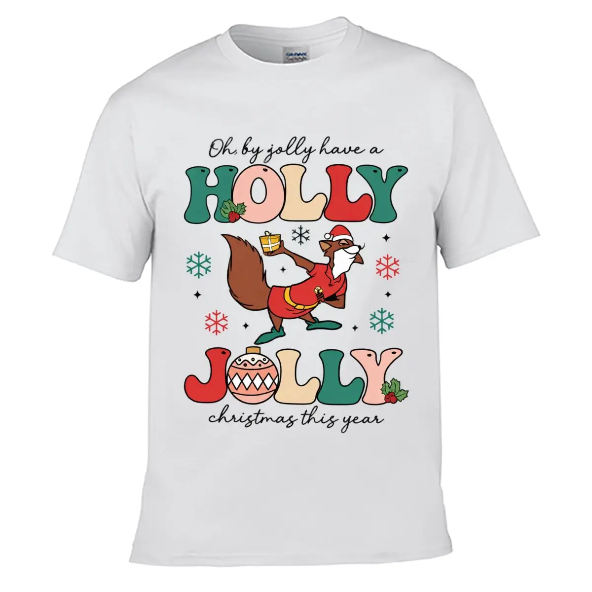Oh By Jolly Have A Holly Jolly Christmas This Year Fox Snowflakes short-sleeved T-shirt Streetwear Top