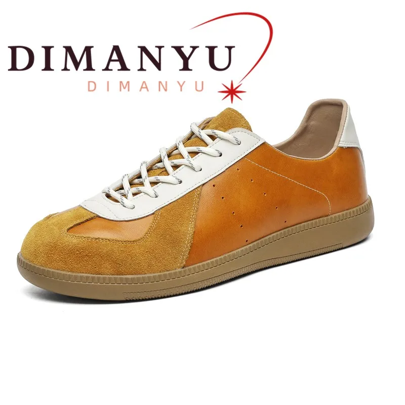 

DIMANYU Men German Training Shoes Men 2026 Spring New Retro Color-Blocking Sneakers Men Casual Genuine Leather A-Gan Shoes Men