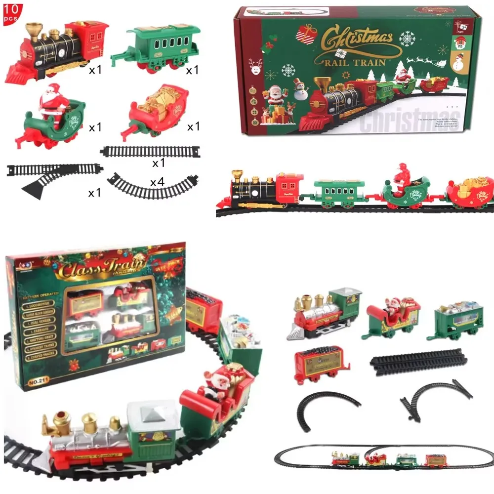 &In stock Electric Train Set Mini Santa Claus Rail Car Toy Creative Christmas Tree Decoration Train Education Toy Christmas Gift