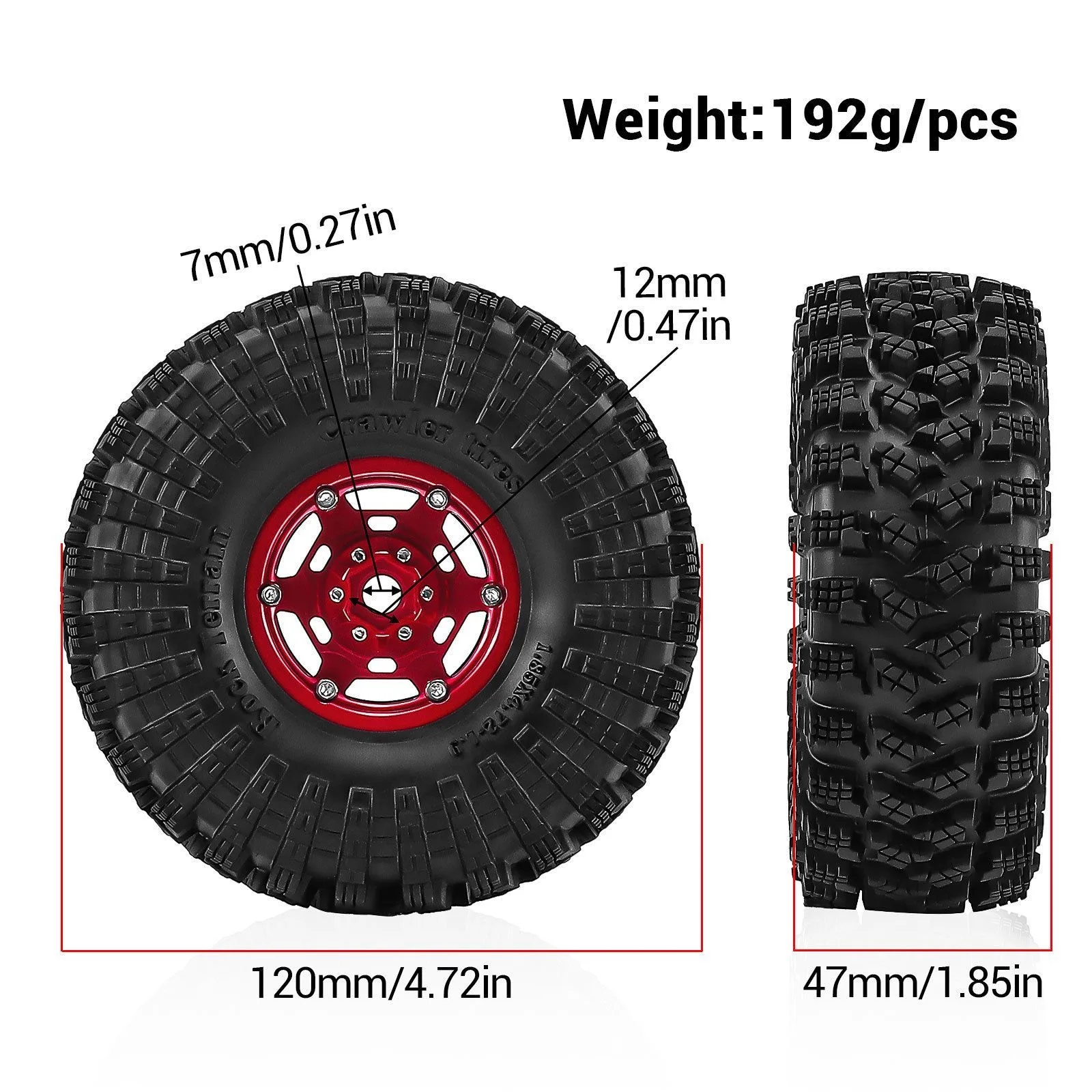 Rubber Beadlock Wheel Rim & Tire Set 1.9″ Wear‑Resistant For 1/10 RC Car Axial SCX10 II III Pro TRX6 D90 GEN7 GEN8 HPI MST RC4WD