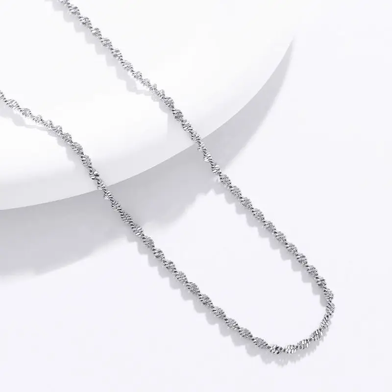 XP Jewelry --( 45 cm * 2.8 mm) White Gold Color Water Wave Chain Necklaces for Men Women Fashion Jewelry Nickel free