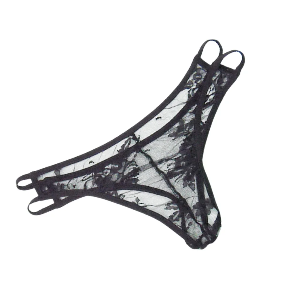 Sexy Mens Low Rise Briefs Lace Sheer Panties Hollow G-String Thong Underwear Ultra Thin See Through Underpants Erotic Lingerie