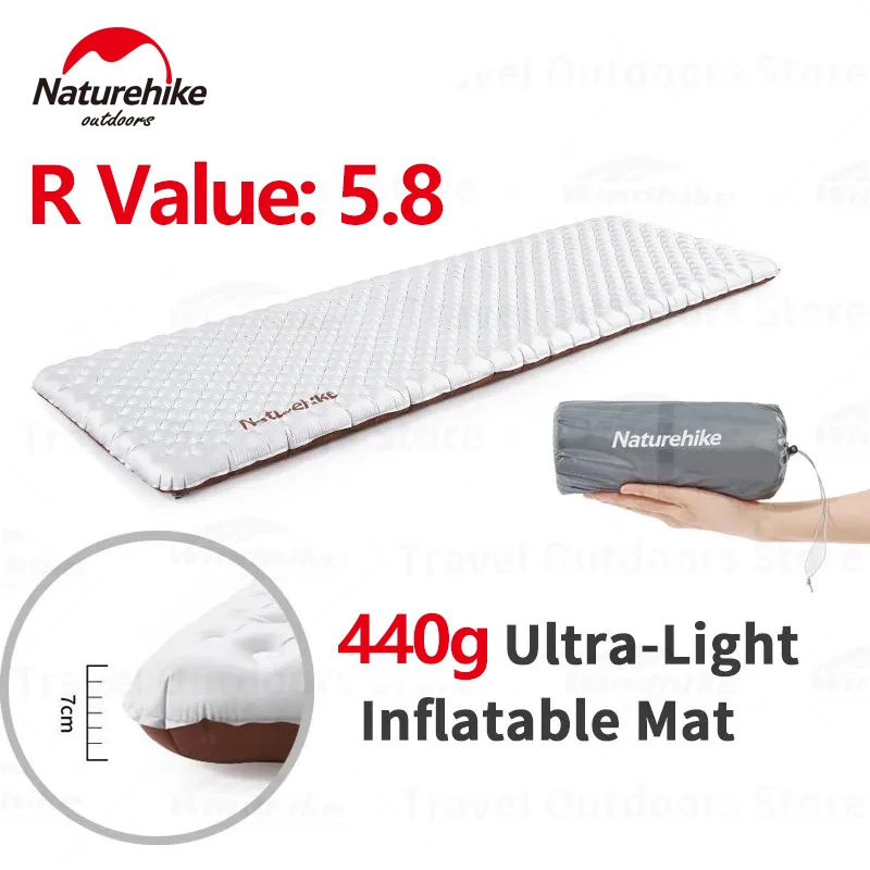 Naturehike R Value 5.8 Air Mattress Inflatable Cushion Thermal Insulation for Hiking Camping Bed Sleeping Pad Ultralight 7cm Mat