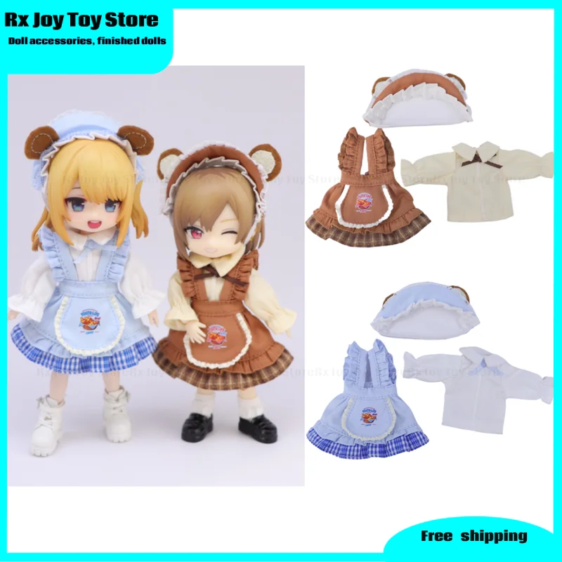 Ob11 Doll Clothes Afternoon Kitchen Maid with Headwear Dresses Up Compatible Gsc P9 P10 Senxiaomei Ufdoll 1/12 Fairy Body Stylin