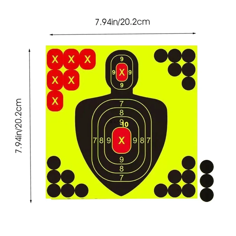 10 قطعة نصف طول الإنسان اطلاق النار الهدف ورقة الفلورسنت ملصق تهدف بندقية بندقية مسدس اطلاق النار الهدف ملصق 8 بوصة #1