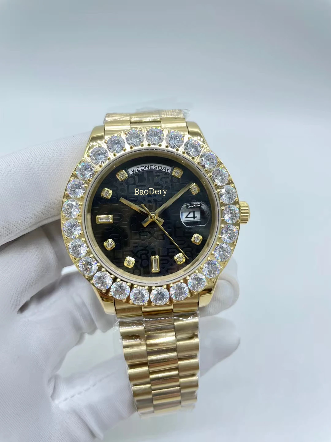 44mm Men's Luxury Automatic Watch with Calendar Window – Waterproof & Circular Design