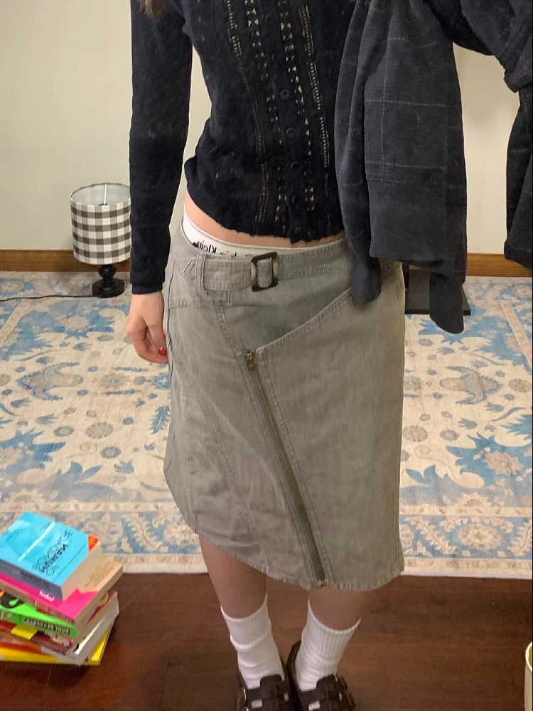 

plus Size American Retro Asymmetric Zipper Denim Skirt Women's Loose Slimming mid Waist Casual Street Sle Spring Summer