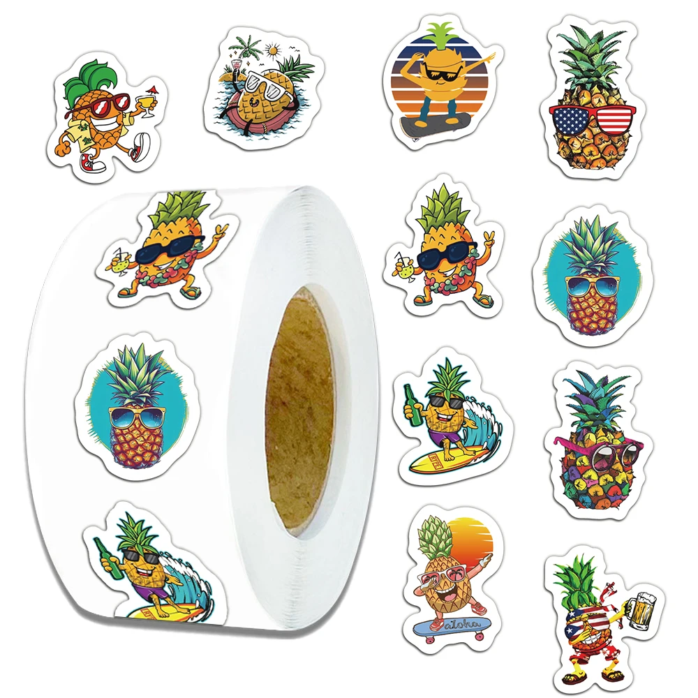 500PCS Pineapple Scroll Sticker Creative Hot Selling Decoration Computer Mobile Phone Skateboard Sticker