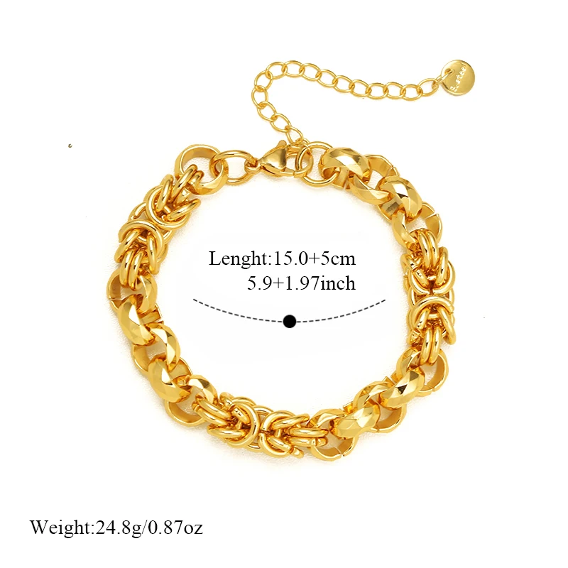EILIECK 316L Edelstahl-Kettenarmband, minimalistische metallische Textur, 18 K PVD-beschichtet, Statement-Armreif, Handgelenkschmuck, Geschenk – Detail 21