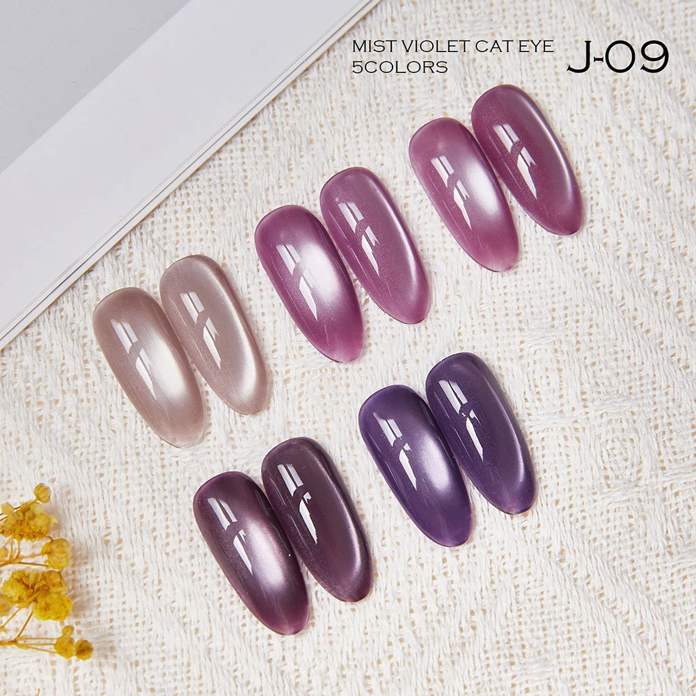 Vendeeni 5 Colors/Set Mysterious Purple Crystal Cat Eye Gel Nail Polish UV LED Lavender Magnetic Gel Varnish With Color Card