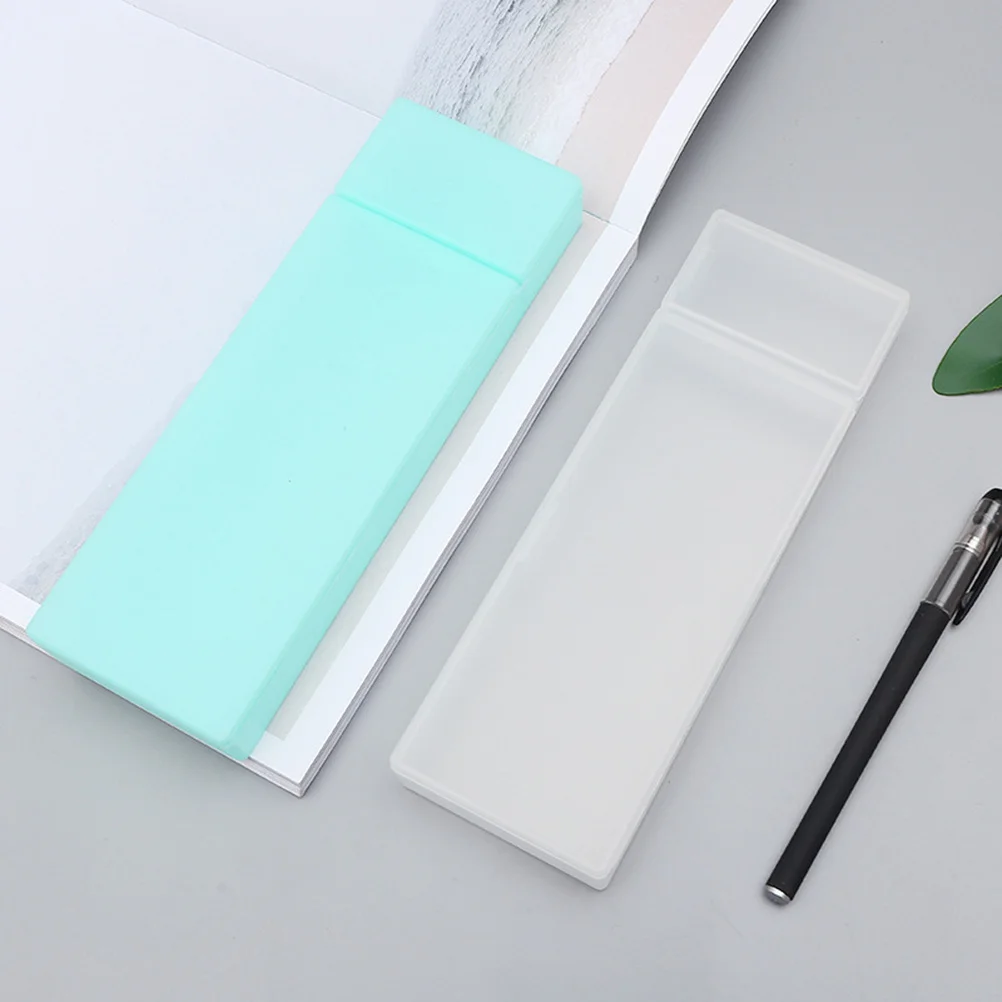 กล่องใส่ดินสอพลาสติกใสขนาดใหญ่ กล่องใส่อุปกรณ์เครื่องเขียนแบบเรียบง่าย กล่องใส่ดินสอสำหรับโรงเรียนและสำนักงาน ขนาด 21x7x2.5 ซม. สีขาว