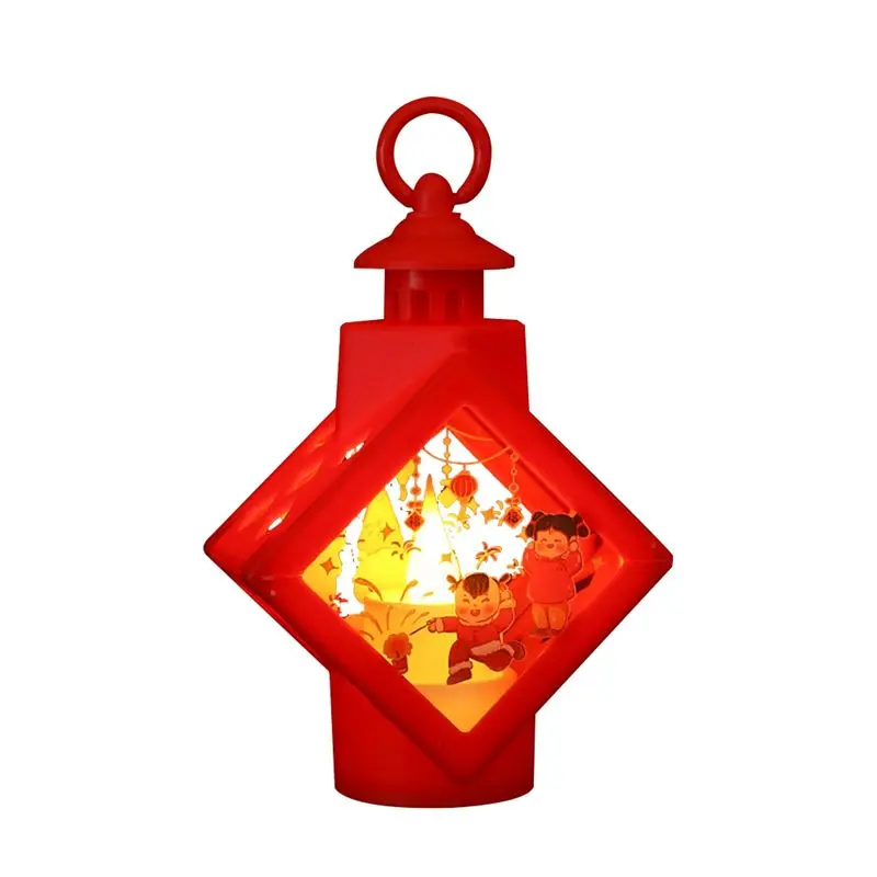 

Popular Chinese Lunar New Year Lanterns Year Of The Dragon Chinese Knot Wind Lanterns LED Lighted Electronic Candle Lanterns, B