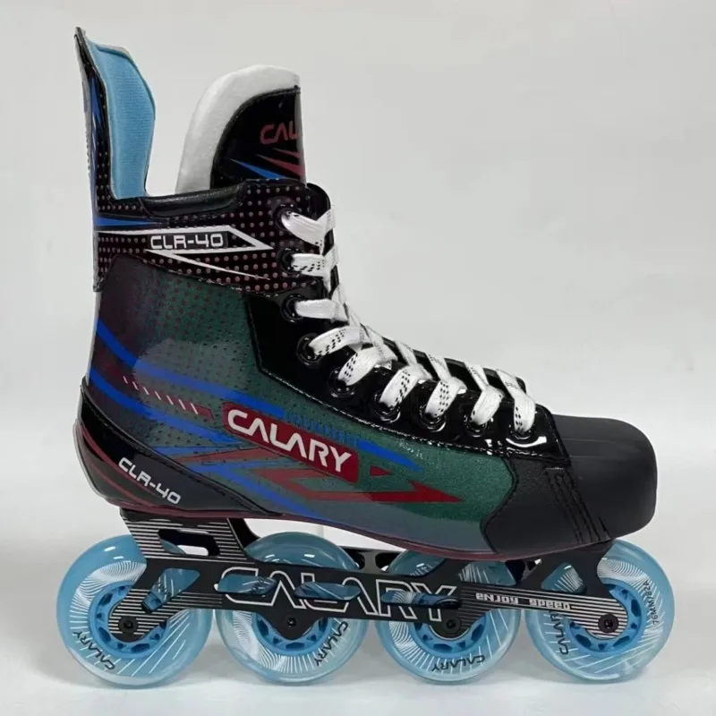 CALARY Hockey Roller Skates Shoes for Kids Children Adults Inline Skates 4 Wheels Man Woman Red Blue Figure Rolling 75A Wheel