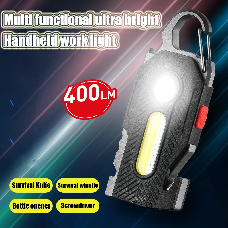 Rechargeable COB LED Emergency Light Portable Work Light High Brightness Camping Flashlight for Outdoor Hiking & Car Repair 