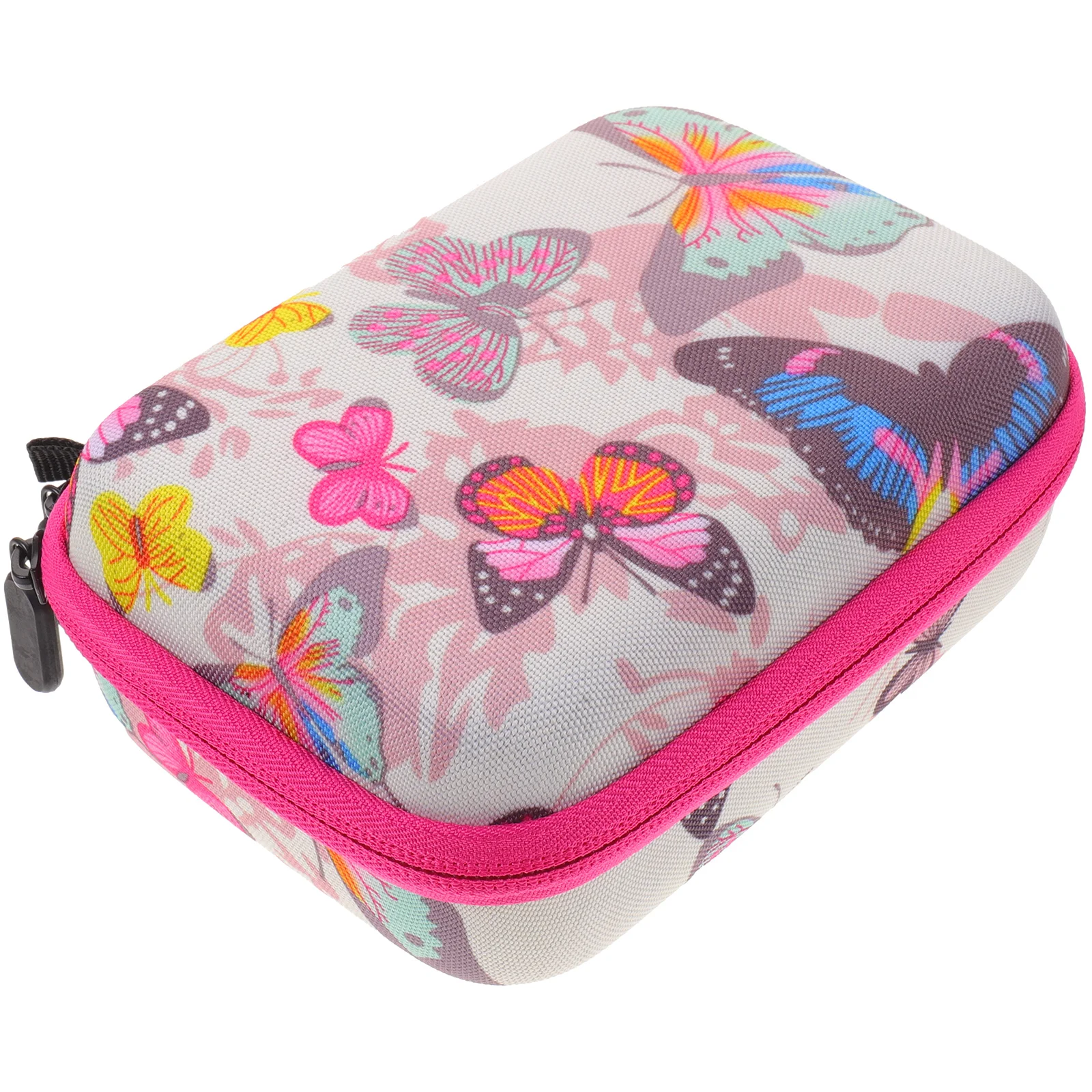 Kids Camera Case Camera Carrying Case Travel Camera Bag Holder with Closure White butterfly print grid rose red zipper bag