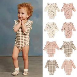 0-24M Newborn Kid Baby Girls Autumn Winter Clothes Print Cotton Romper Elegant Long Sleeve Ruffles Jumpsuit Cute Sweet Outfit