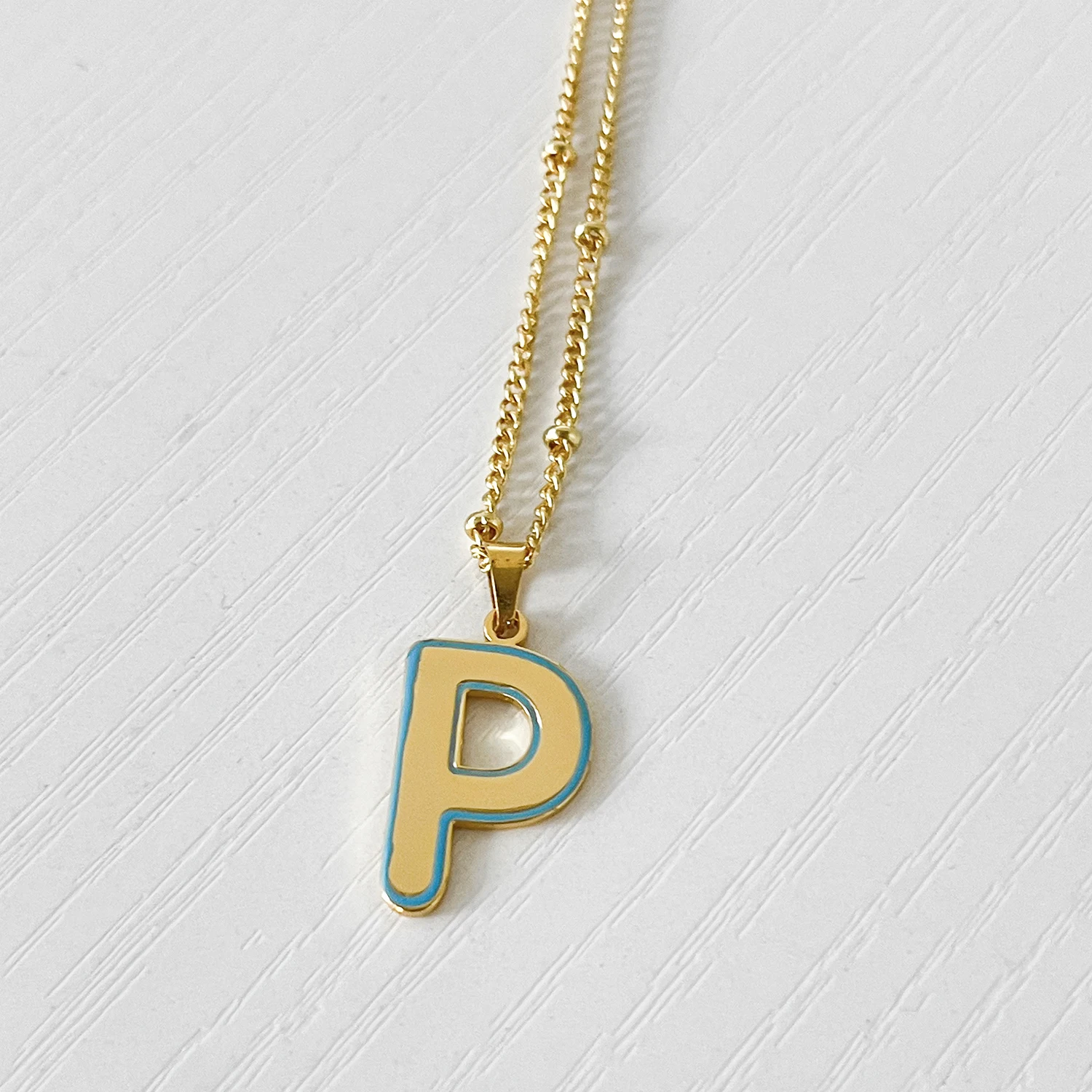 

Personalization Enamel Initial Necklace 18k Gold Plated Stainless Steel Enamel Alphabet Pendant Christmas Jewelry for Women Gift