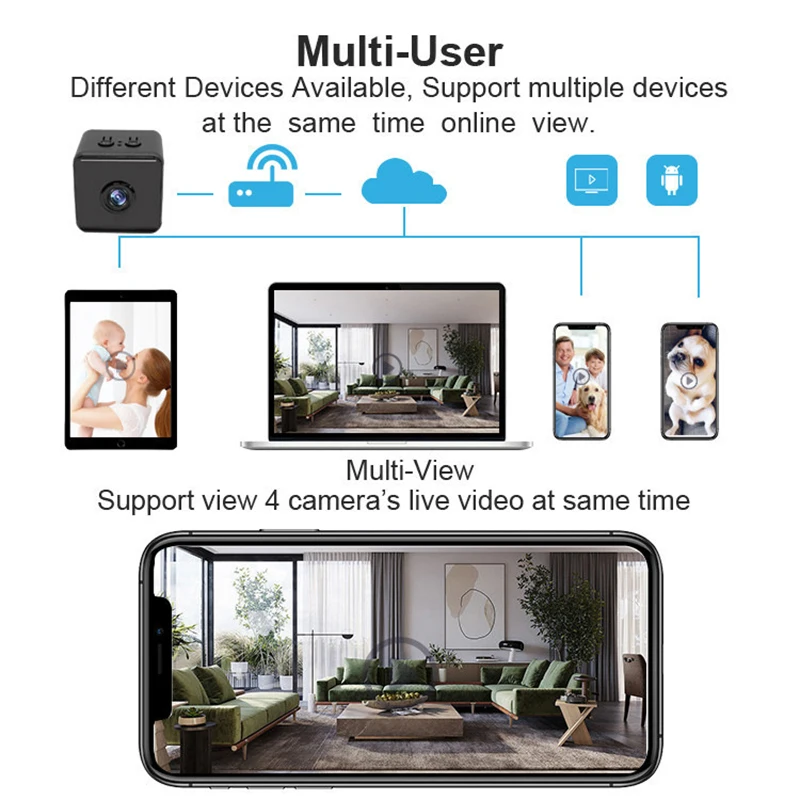 Mini Caméra X9 HD 1080P de 3cm avec Vision Nocturne, Dispositif de Sécurité Sans Fil, Wifi, Détection de Mouvement, Alertes Extérieures