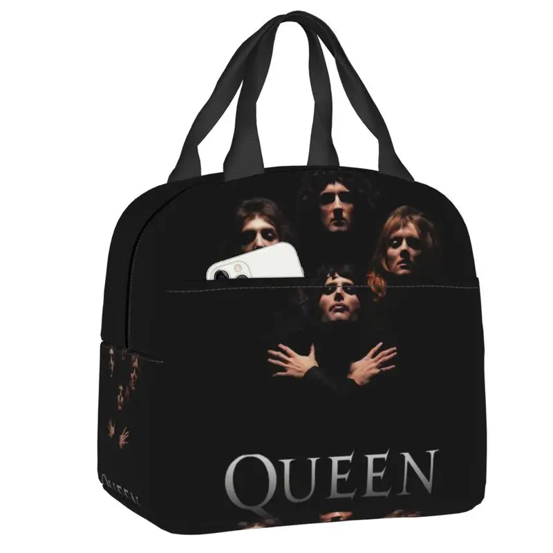 Freddie Mercury Queen Band Insulated Lunch Tote Bag for Women Portable Thermal Cooler Food Lunch Box Work School Travel