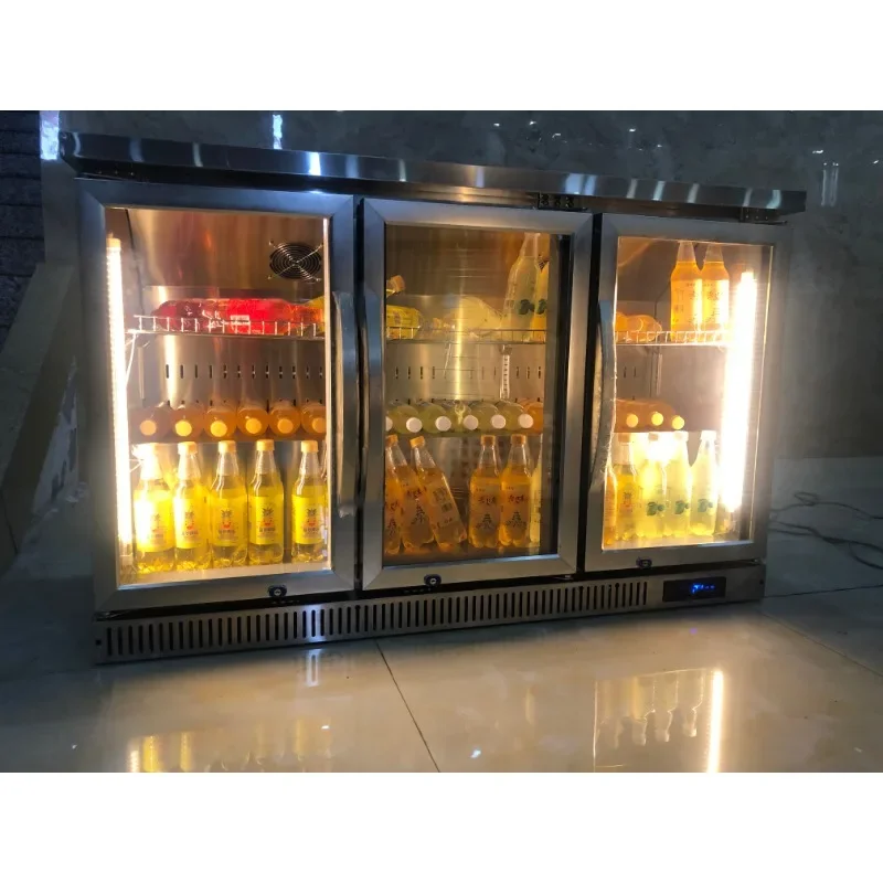 Bar fridge Stainless steel 3 doors under Counter Chiller 2-Door Refrigerator Display Cooler for Bar Kitchen Use Cooling bar