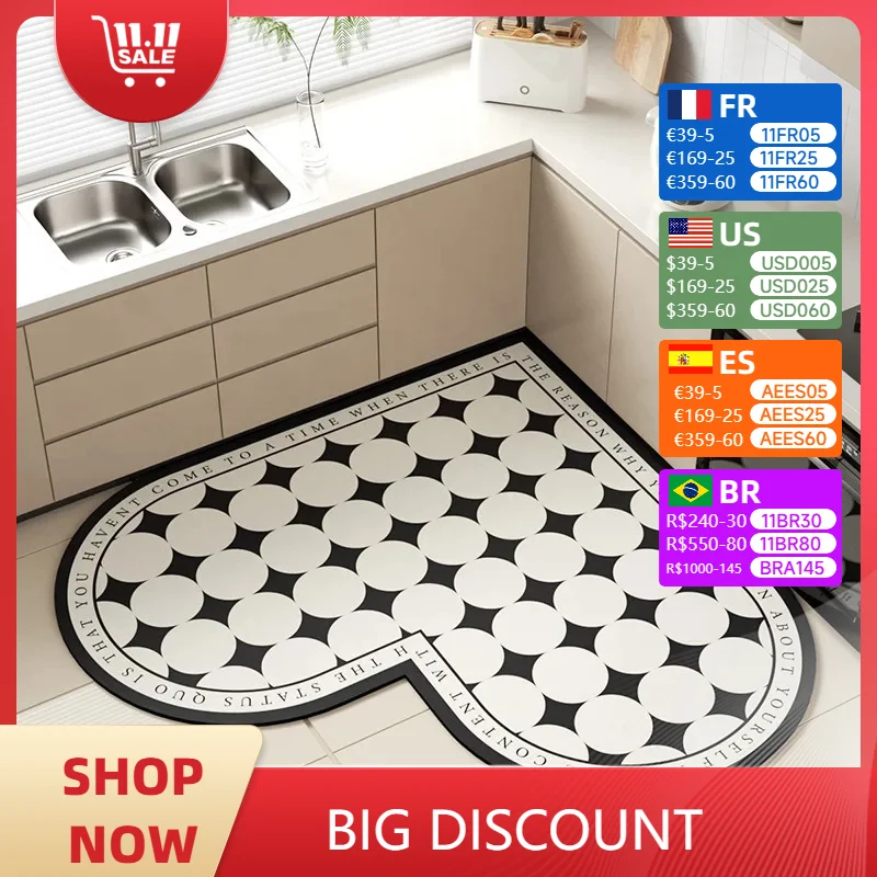 

French Kitchen Floor Mat Dirt-resistant Anti-oil Anti-slip Carpet Wear-resistant PVC Heart-shape Balcony Rug AlfombraTapis 러그