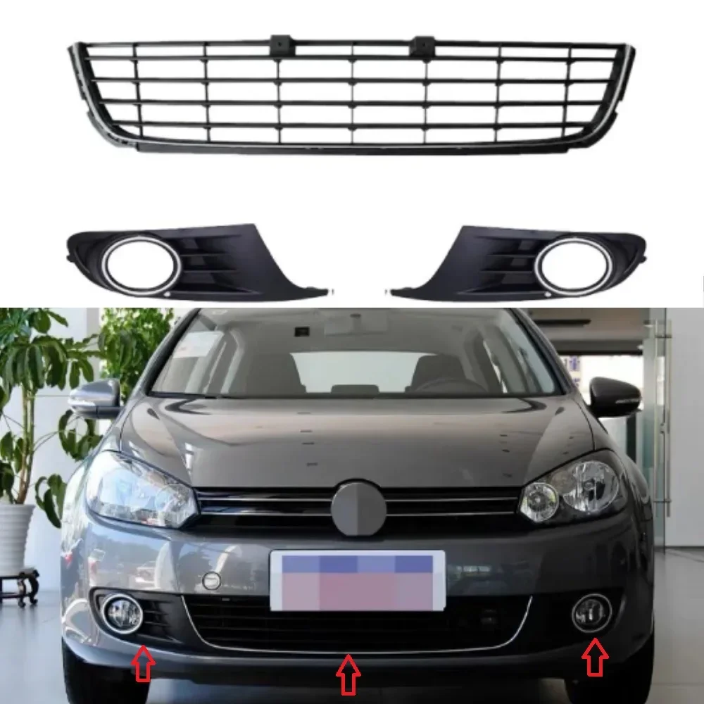 Front Bumper Grille for Volkswagen Golf 6 MK6 2009-2013 3PCS