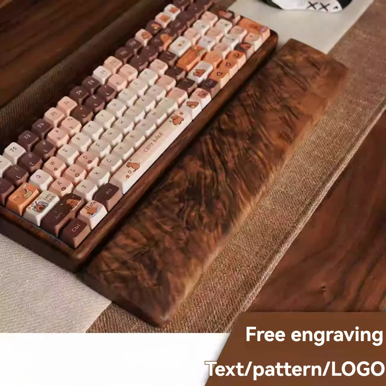 mechanical-keyboard-wrist-rest-whole-block-black-walnut-mouse-rest-custom-original-handmade-engravable-text-mouse-palm-rest