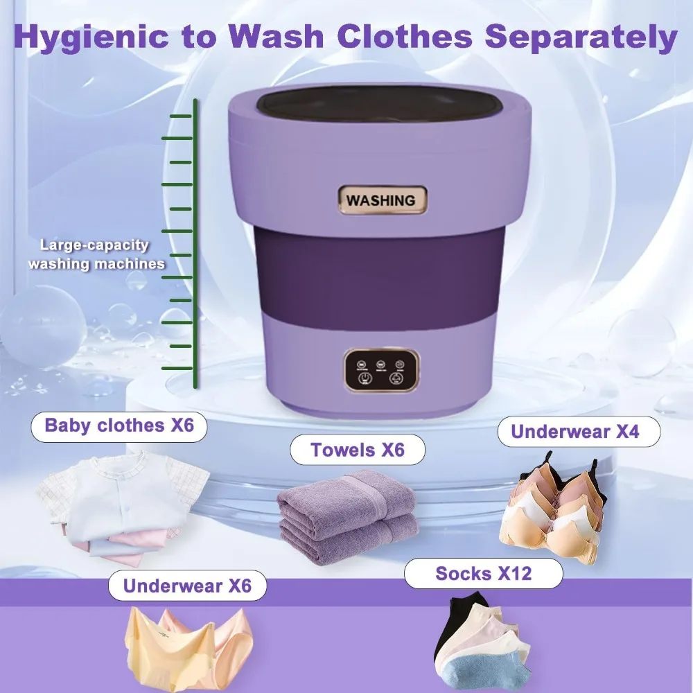 เครื่องซักผ้าขนาดเล็ก 18L,เครื่องซักผ้าแบบพกพา 3 โหมดทําความสะอาดลึกสําหรับชุดชั้นใน,เสื้อผ้าเด็กหรือถุงเท้า,MINI เครื่องซักผ้าพับได้