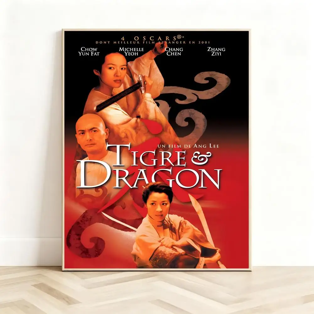 Martial Arts Movie C-Crouching Tiger Hidden Dragon Poster Classic Self-Adhesive PP Wall Sticker for Living Room Bar Decor Gift