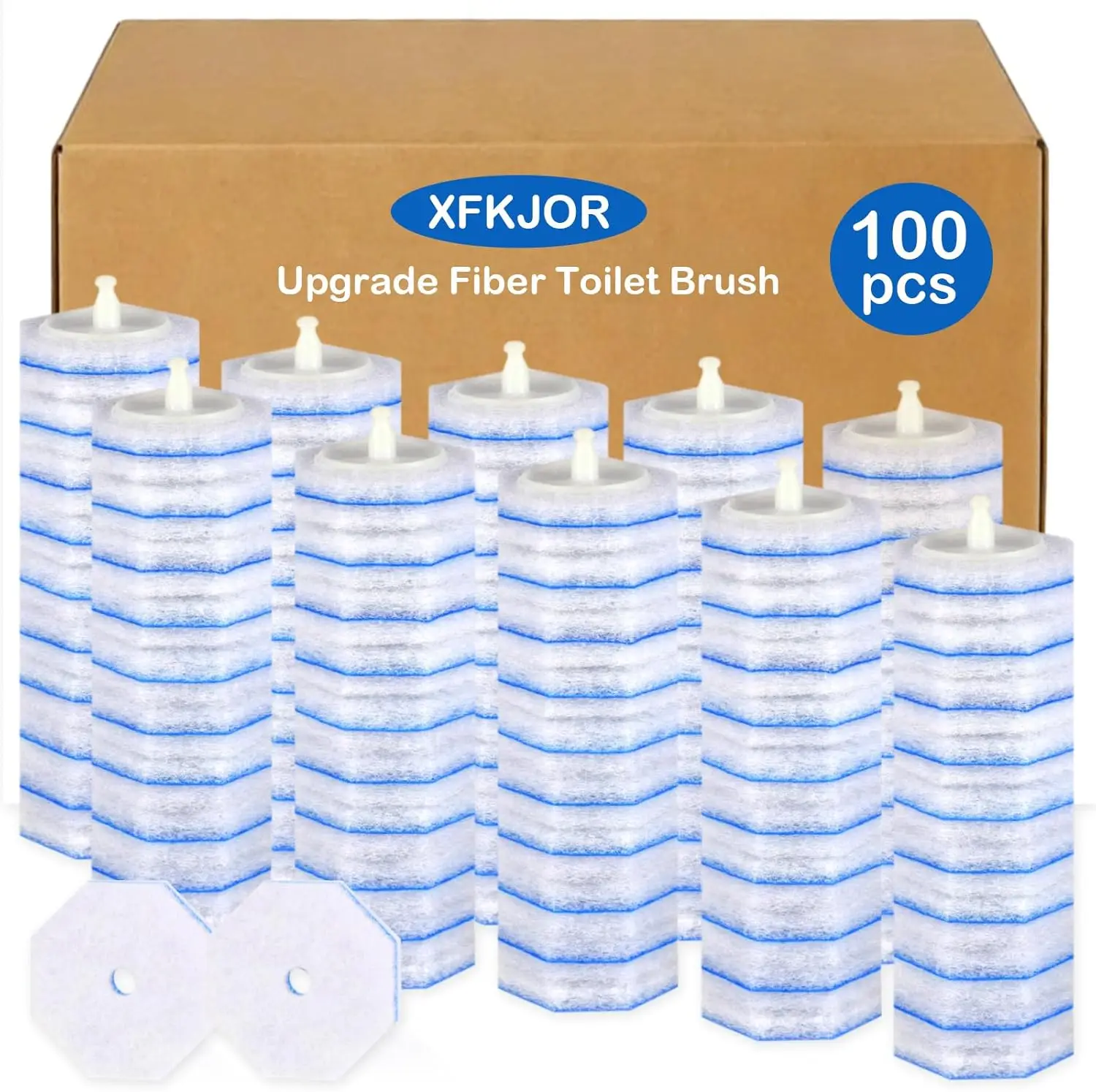 

100 одноразовых насадок для туалетной щетки с 5-кратной очищающей способностью, 360° ° Эффективная уборка, без разрушения конструкции