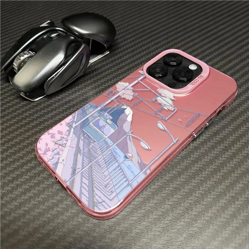 ساكورا شاطئ البحر الترام في اليابان جراب هاتف آيفون 17 16 15 14 13 12 11 برو ماكس XS XR X 7 8 Plus 16E 17 Air 13 غطاء صغير Fundas