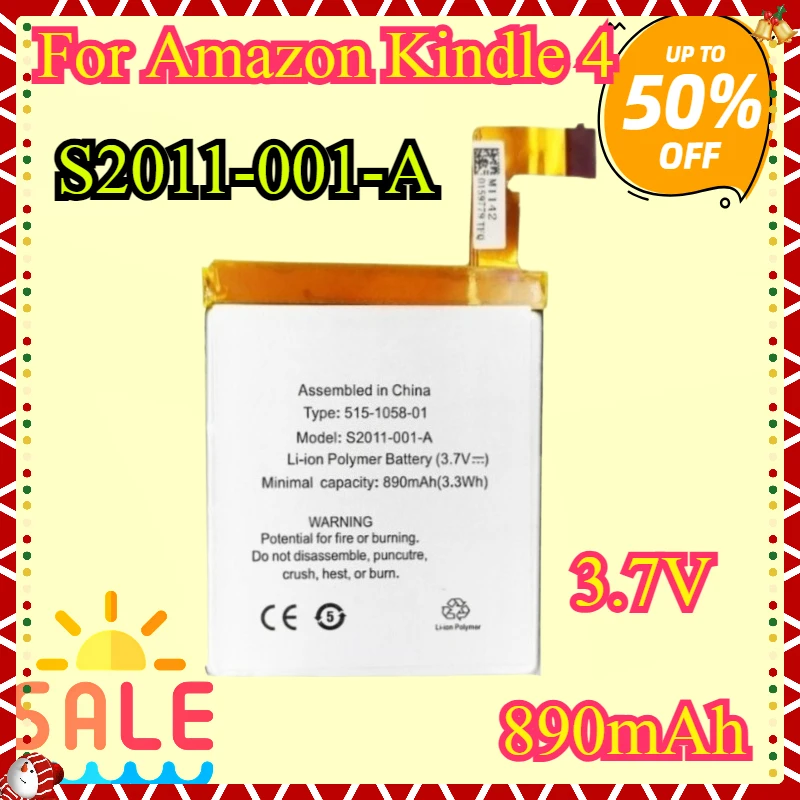 

NEW Replacement Rechargeable Battery S2011-001-A For Amazon Kindle 4 5 6 D01100 515-1058-01 MC-265360 DR-A015 890mAh