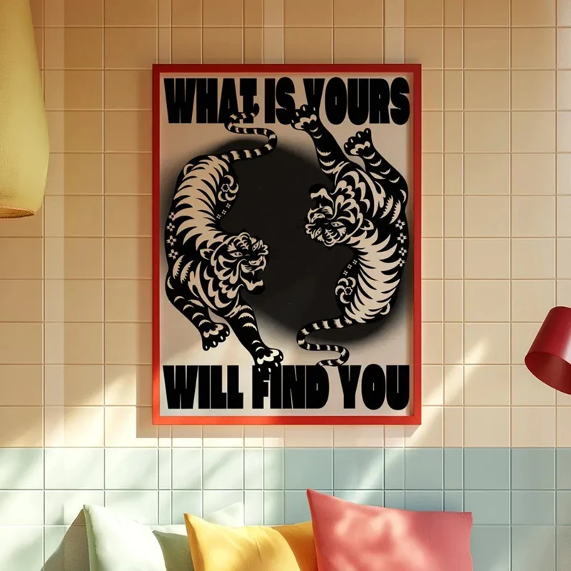 

Tiger Poster, 70s Poster, Aesthetic Art, Black Wall Art, Trendy Art Print, Vintage Poster, Psychedelic Art, Retro Poster