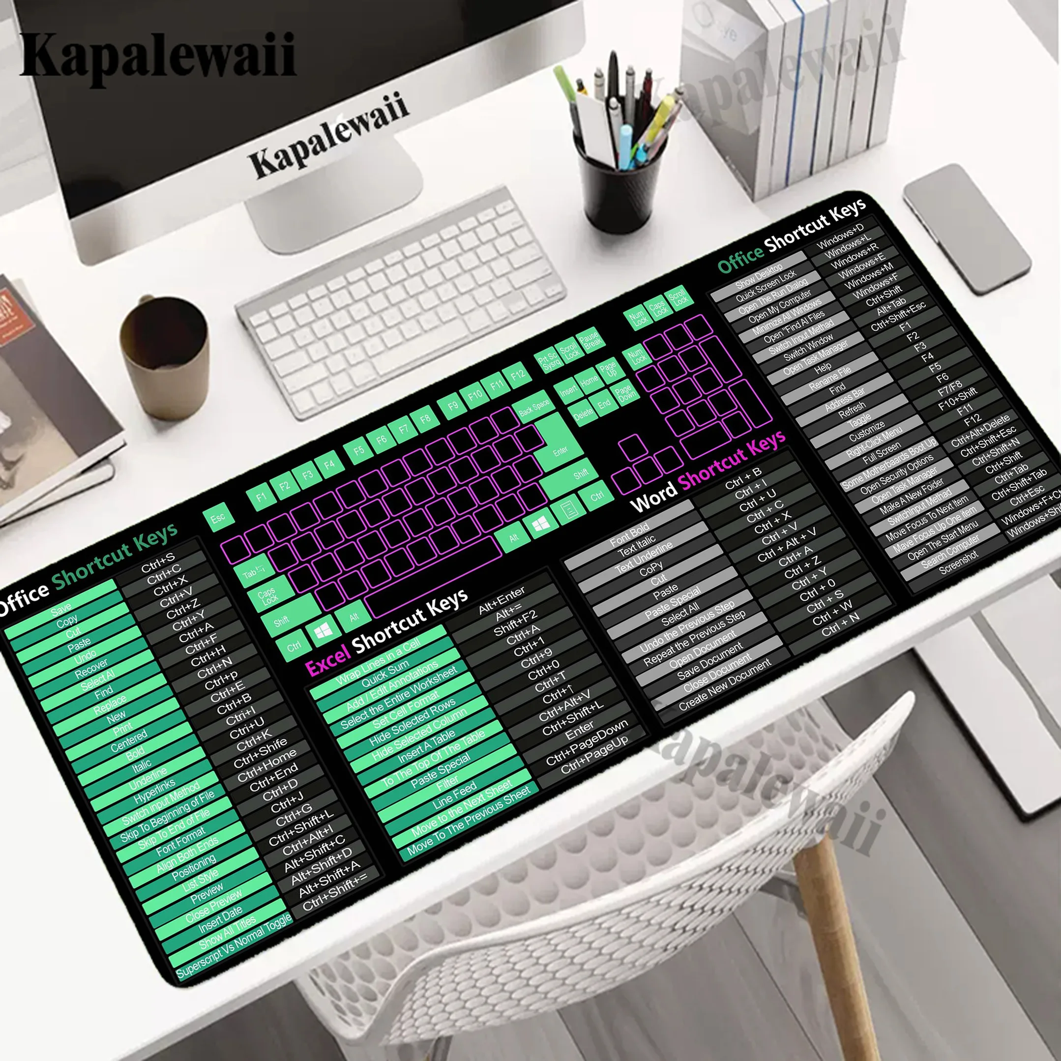 

Windows Shortcuts Mouse Pad Linux Mouse Mat Excel Gamer Large Mousepad Office Game Desk Pads Russian Rubber Коврик Keyboard Mats