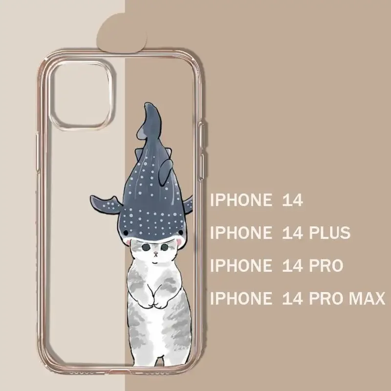 Cute Cat Couple Lovers Animal Phone Case Transparent soft For iphone 11 13 12 14 15 pro max mini plus