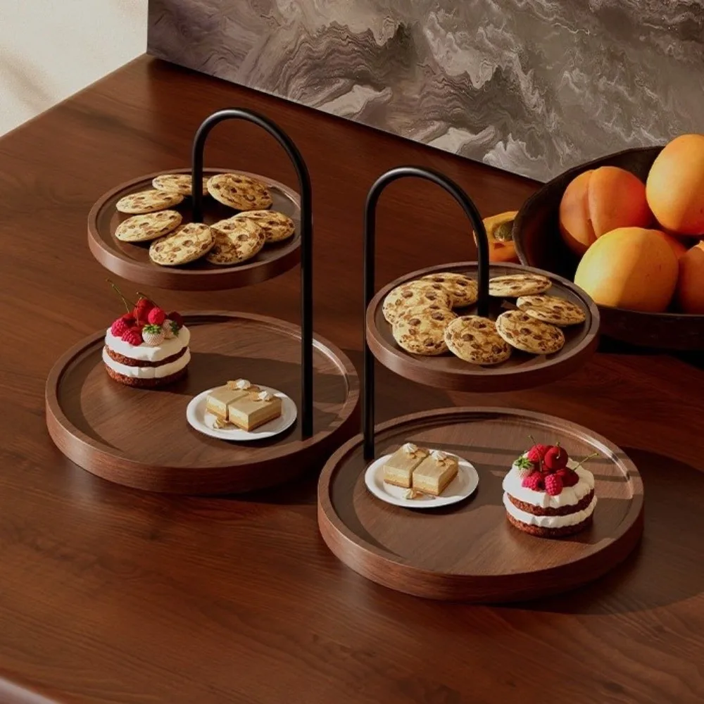 

Деревянная подставка для сервировочного подноса, двухуровневая, экономит место, для демонстрации украшений, большая вместимость, декоративный двухъярусный держатель