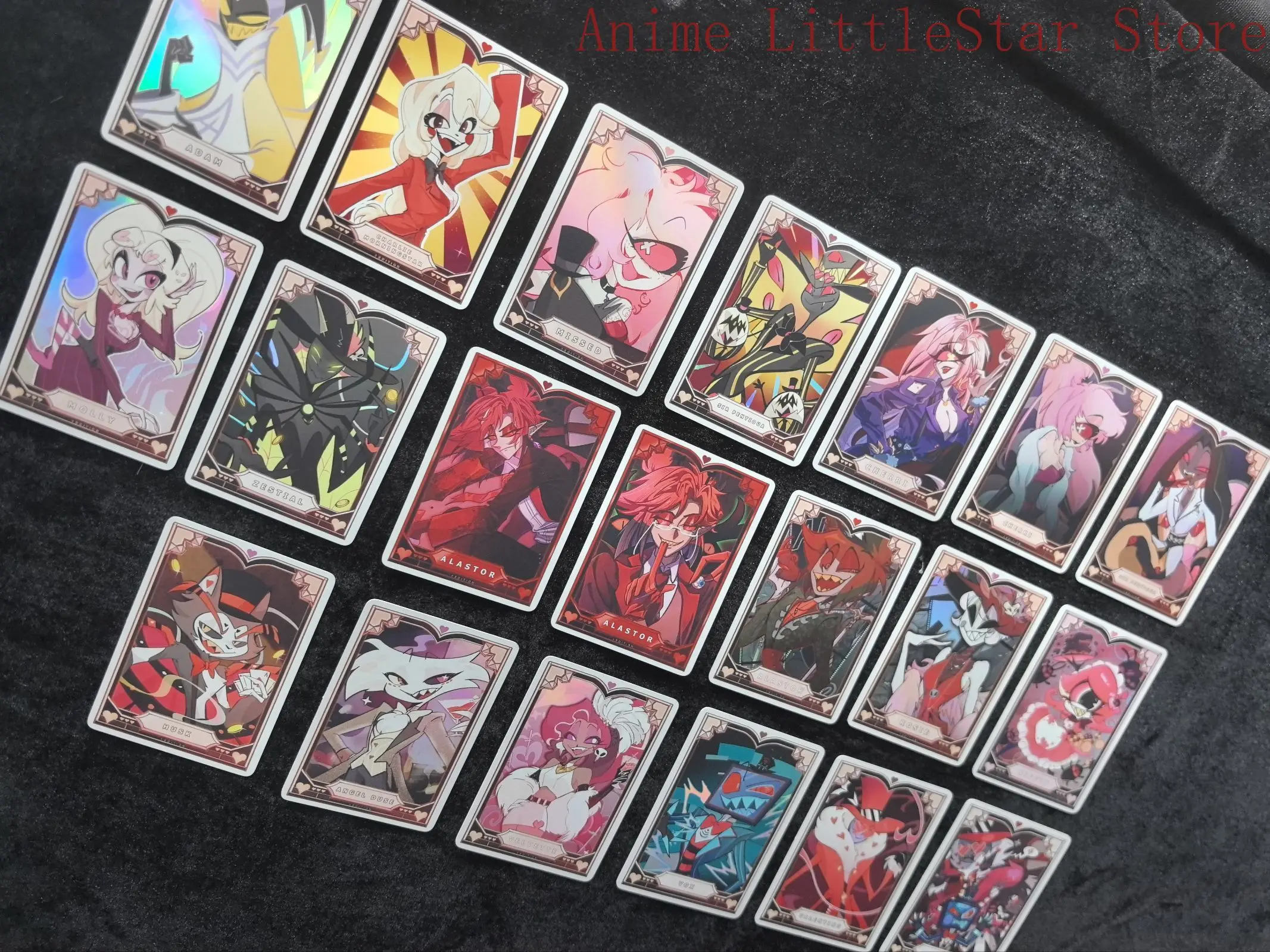 Anime figure Alastor Charlie Morningstar Vaggie Husk Cosplay figure small card Collection card set ornament Mascot Fans Gift - view 2