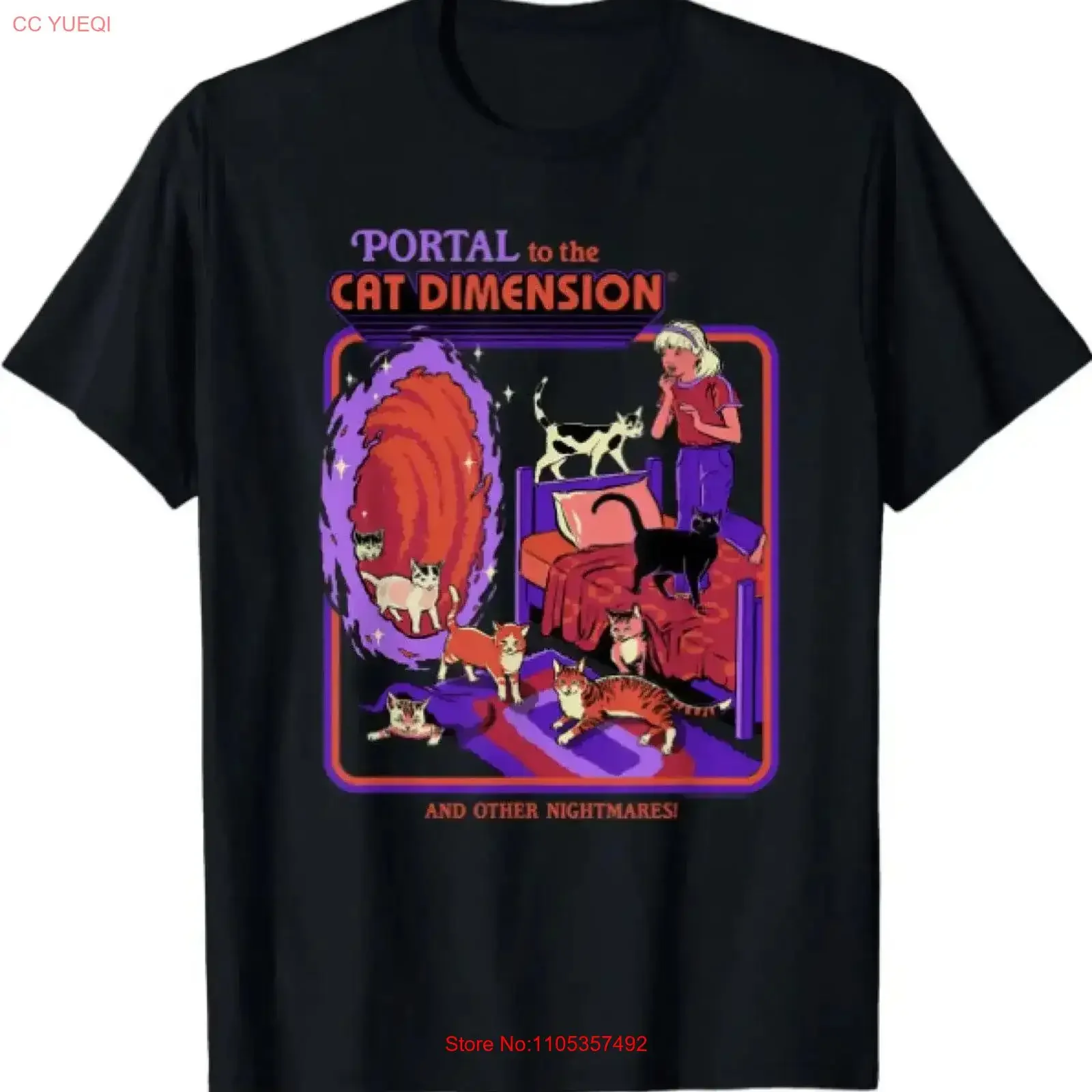 Steven Rhodes Portal to the Cat Dimension Horror Comedy Streetwear T-Shirt Größe XL Vintage Washed Soft Streetwear Fashion