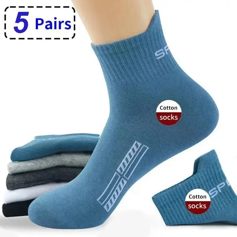 

5 Casual Man Size38-43 Quality Cotton Socks Men High Large Men Sokken Gift Sports Breathable Lot Run