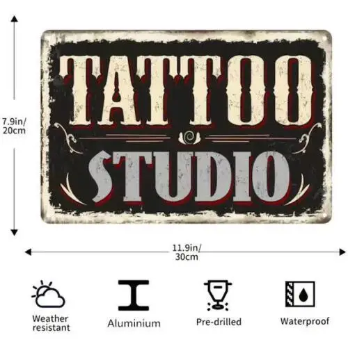 TATTOO TIN SIGN TATTOO STUDIO  ARTIST SHOP DECOR WALL ART DECOR GARAGE WALL ART