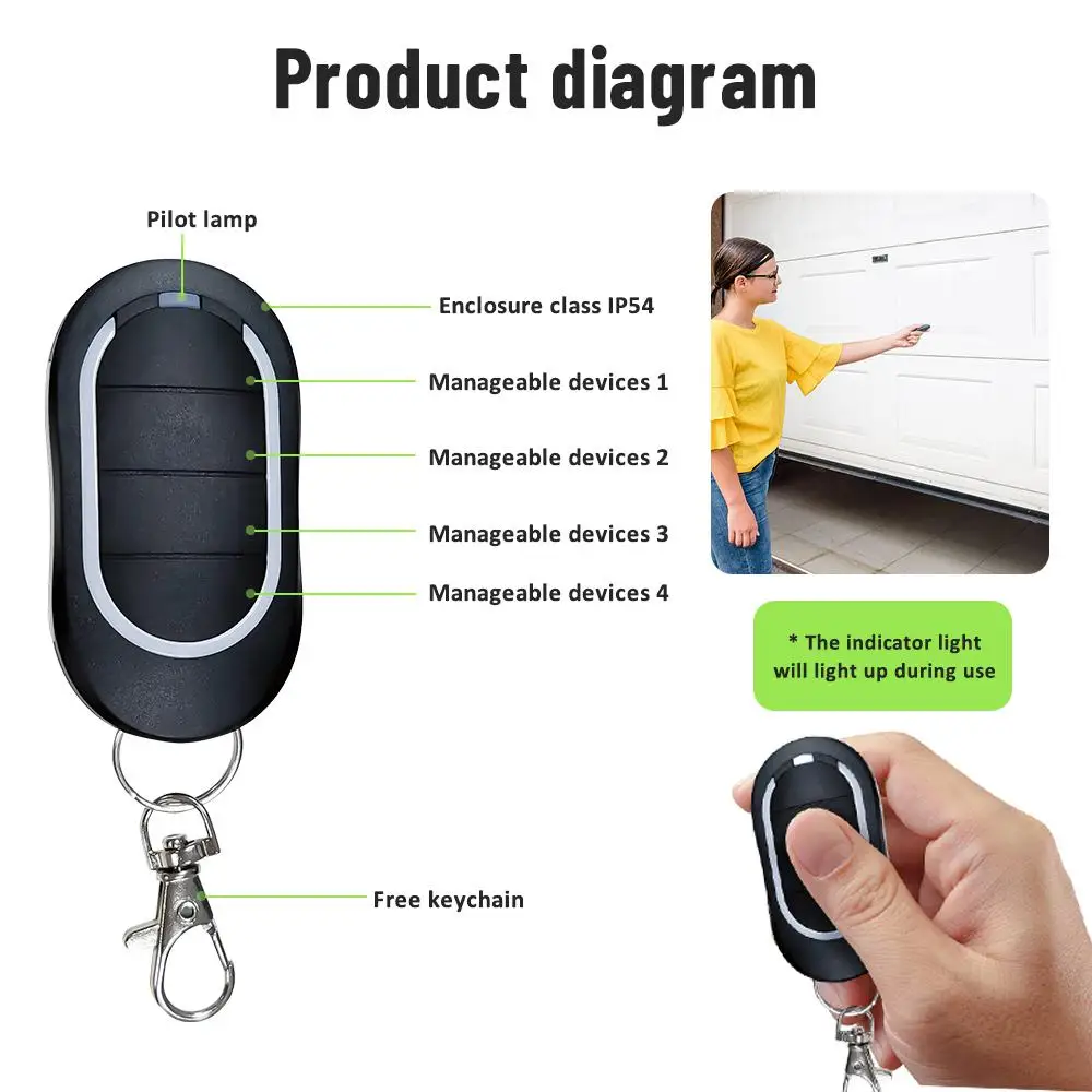 Alutech AT-4N Garage Door Keychain for Barrier 433MHz Dynamic Code Alutech AT 4N Gate Remote Control Garage Key Fob Transmitter