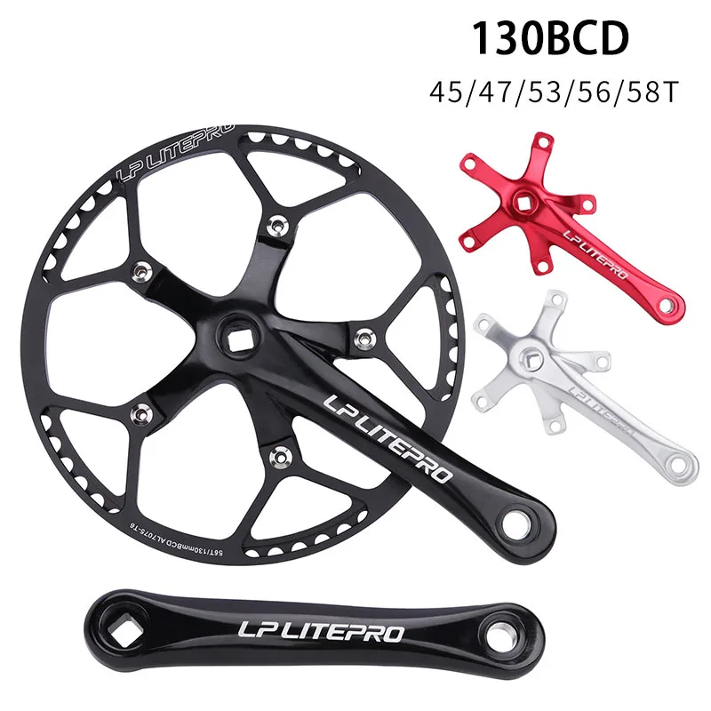 Litepro 130BCD Bikes Single Disc Chainwheel Crank 45T/47T/53T/56T/58T Integrated Single Chainwheel for MTB Bicycle Crank Parts